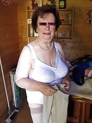 Old big tits granny and her amazing naked body public